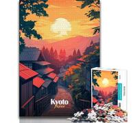 Puzzle 1000 pièces pour Adultes, Paysage de Coucher de Soleil à Kyoto, Jeu éducatif et Stimulant pour Toute la Famille, pour Anniversaire et Noël (38x26cm)