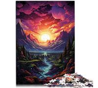 Puzzle 1000 pièces pour Adultes Paysage de Coucher de Soleil Fantastique pour Puzzle 26x38cm Anti-Stress Vacances à la Maison Tue Le Temps pour Adolescent 14 Ans et Plus