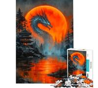 Puzzle 1000 pièces pour Adultes Paysage de Dragon Lune et pagode Difficile et Stimulant pour Toute la Famille Jeu Amusant à partir de 14 Ans 50x75cm
