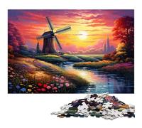 Puzzle 1000 pièces pour Adultes Paysage de Moulin à Vent hollandais Puzzles pour Adultes et Enfants Puzzle en Papier Excellent Cadeau 1000 pièces (38 x 26 cm)