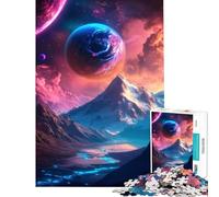 Puzzle 1000 pièces pour Adultes Paysage de planète Extraterrestre coloré Jouet addictif pour cultiver la Patience Jeu Pratique décoration intérieure Cadeau d'anniversaire (Taille 50x75cm)