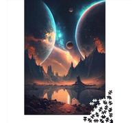Puzzle 1000 pièces pour Adultes, Paysage de planètes Jumelles, Puzzle en Bois pour Adultes, Jouets de Divertissement Familial, 1000 pièces (75 x 50 cm)