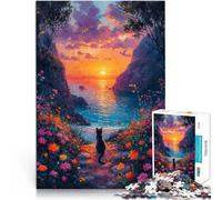 Puzzle 1000 pièces pour Adultes Paysage de rêve de Chat Fait de Bois，pour Les 14 Ans et Plus Un défi Difficile Cadeaux d'anniversaire。Taille：50x75cm/19.6x29.5pouce