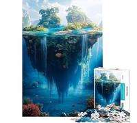 Puzzle 1000 pièces pour Adultes Paysage d'île Flottante et de Cascade Modèle Difficile et Stimulant Jeu Pratique à Assembler Convient aux Personnes de 14 Ans et Plus 38x52cm