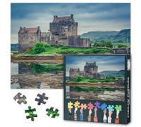 Puzzle 1000 Pièces pour Adultes Paysage Écossais Château Eilean Donan au crépuscule Trou Pittoresque Vue Puzzle Défi Jeu Idée Cadeau Activité Familiale 70x50cm