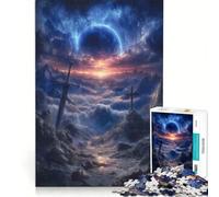 Puzzle 1000 pièces pour Adultes, Paysage Fantastique avec épée et Croix, Jeu Impossible, défi Difficile, renforce Les Liens d'amour Entre Couples 38x26cm