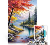 Puzzle 1000 pièces pour Adultes Paysage fluvial d'automne Jouet éducatif d'apprentissage est idéal comme Cadeau pour Toute la Famille 75x50cm