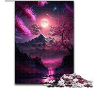 Puzzle 1000 pièces pour Adultes, Paysage Japonais, néon, en Bois, idéal pour Halloween, Noël, Anniversaire, 1000 pièces(50x75cm)