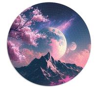 Puzzle 1000 pièces pour Adultes Paysage Japonais Néon Puzzle Rond 1000 pièces Jeu Familial interactif Décoration d'intérieur DIY Cadeau Casse-tête 1000 pièces (67,5x67,5cm)