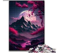 Puzzle 1000 pièces pour Adultes Paysage Japonais Néon Puzzles en Bois, Cadeau de Noël, Idéal pour Bureau, Chambre, Salon Décoration 1000 pièces(50x75cm)