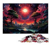 Puzzle 1000 pièces pour Adultes Paysage Japonais psychédélique Rose Jeu éducatif défi Jouet Illustration Cadeau 1000 pièces (75 x 50 cm)