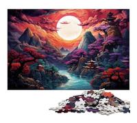 Puzzle 1000 pièces pour Adultes Paysage Japonais psychédélique Rose œuvre d'art pour Adolescents de 14 Ans et Plus 1000 pièces (75 x 50 cm)
