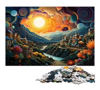 Puzzle 1000 pièces pour Adultes Paysage psychédélique coloré Jeu Pratique idéal pour Les Adolescents de 14 Ans et Plus 1000 pièces (38 x 26 cm)