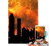 Puzzle 1000 pièces pour Adultes Paysage Urbain apocalyptique avec planète en feu Jeu éducatif Défi intellectuel Jouet addictif Cadeau Amusant Activités familiales (Dimensions 38x52cm)