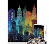 Puzzle 1000 pièces pour Adultes Paysage Urbain Arc-en-Ciel New York Jeu éducatif décoration Murale Collection d'artistes Beaux-Arts (38x52cm)