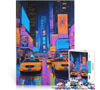 Puzzle 1000 pièces pour Adultes Paysage Urbain au néon de New York, États-Unis Fabriqué en Carton pour Les 14 Ans et Plus Assemblage du modèle Jouets Cadeaux。Taille：26x38cm/10.24x14.96pouce