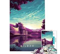 Puzzle 1000 pièces pour Adultes Paysage Urbain de Bilbao avec Le musée Guggenheim Décoration intérieure Jeu d'assemblage Amusement en Famille Soirée Jeux (50x75cm)