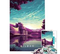 Puzzle 1000 pièces pour Adultes Paysage Urbain de Bilbao avec Le musée Guggenheim Jeu Anti-Stress Cadeau d'anniversaire Jeu Stimulant (38x52cm)
