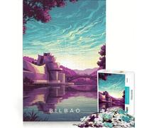 Puzzle 1000 pièces pour Adultes, Paysage Urbain de Bilbao avec Le musée Guggenheim, Jeu de Construction, activité ludique à la Maison, pour Toute la Famille 38x26cm