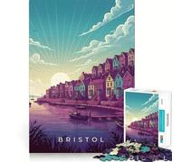 Puzzle 1000 pièces pour Adultes Paysage Urbain de Bristol au Lever du Soleil Jeu d'ajustement précis Jouet de compétences cognitives Temps de Jeu Relaxant Cadeau de Loisirs Festif (38x26cm)