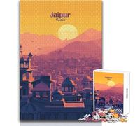 Puzzle 1000 pièces pour Adultes, Paysage Urbain de Jaipur au Coucher du Soleil, Jeu de Puzzle Unique et Stimulant, décoration Murale, Cadeau d'anniversaire, Dimensions:38x26cm