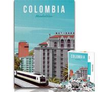 Puzzle 1000 pièces pour Adultes : Paysage Urbain de Medellin, Colombie, Jouets éducatifs et éducatifs, Jeux familiaux avec Affiche et fiche de Questions-réponses Assorties 50x75cm
