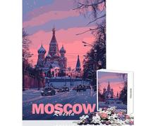 Puzzle 1000 pièces pour Adultes, Paysage Urbain de Moscou, Jeu éducatif, avec liste de souhaits du Père Noël, Dimensions 38x52cm