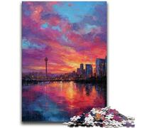 Puzzle 1000 pièces pour Adultes Paysage Urbain sous Le Soleil couchant 1000 pièces pour Adultes, Jeux éducatifs familiaux, décoration d'intérieur, Cadeau (50x75cm)