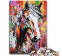 Puzzle 1000 pièces pour Adultes, Peinture à l'huile, Cheval, Jouet éducatif et décompressant, idéal pour Les Couples à partir de 14 Ans, 26x38cm