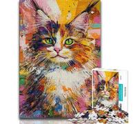 Puzzle 1000 pièces pour Adultes, Peinture à l'huile de Chat Maine Coon, 1000 pièces pour Adolescents, Jeu Stimulant, idéal comme Cadeau pour Toute la Famille (Taille 75x50cm)