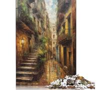 Puzzle 1000 pièces pour Adultes Peinture à l'huile de la Place de Barcelone Puzzle pour Adultes et Puzzles en Bois Décoration d'intérieur Cadeaux de Vacances 1000 pièces (75 x 50 cm)