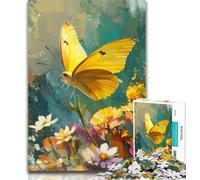 Puzzle 1000 pièces pour Adultes, Peinture à l'huile de Papillon Jaune, pour Adolescents, 1000 pièces, Jouets éducatifs, Jeux Anti-Stress, Superbes Cadeaux et Jouets 26x38cm