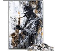 Puzzle 1000 pièces pour Adultes, Peinture à l'huile de Saxophone, décoration d'intérieur, pour Noël et Le Nouvel an pour Les Adolescents (Taille 26x38cm)