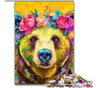 Puzzle 1000 pièces pour Adultes Peinture à l'huile d'ours Brun Puzzle 1000 pièces pour Adultes pour l'ensemble pour Femmes, Cadeaux pour Hommes (Taille 26x38cm)
