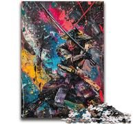 Puzzle 1000 pièces pour Adultes, Peinture à l'huile Ninja Samouraï, Anti-Stress, Vacances à la Maison, tuez Le Temps, avec Affiche et fiche de Questions Assorties, 50x75cm
