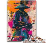 Puzzle 1000 pièces pour Adultes, Peinture à l'huile Ninja Samouraï, Jouets éducatifs, décoration d'intérieur Unique et Cadeaux pour 14 Ans et Plus, 26x38cm