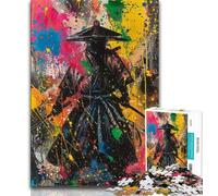 Puzzle 1000 pièces pour Adultes Peinture à l'huile Ninja Samouraï pour Adultes et Adolescents idéal comme Cadeau pour Toute la Famille de 14 à 18 Ans (50x75cm)