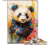 Puzzle 1000 pièces pour Adultes, Peinture à l'huile Panda, Casse-tête Stimulant, activité familiale, décoration intérieure, Cadeau de Vacances (Taille 26x38cm)