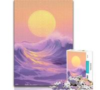 Puzzle 1000 pièces pour Adultes, Peinture à l'huile Sunset Beach, Aide Le Cerveau à exercer des Jouets addictifs pour cultiver la Patience Une œuvre d'art 38x26cm