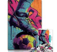 Puzzle 1000 pièces pour Adultes, Peinture à l'huile sur Le thème du Football, Jeu Stimulant, avec Affiche et fiche de Questions-réponses Assorties, pour Les 14 Ans, 38x26cm