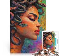 Puzzle 1000 pièces pour Adultes Peinture Artistique Méduse Fabriqué en Carton pour Les 14 Ans et Plus Jeu Pratique Cadeaux pour Les Amis et la Famille。Taille:26x38cm/10.24x14.96pouce
