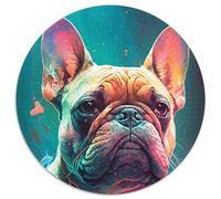 Puzzle 1000 pièces pour Adultes, Peinture Bouledogue, Puzzle Rond 1000 pièces pour Adultes, Cadeau pour Hommes et Femmes, Quotidien et Occasions spéciales (67,5x67,5cm)