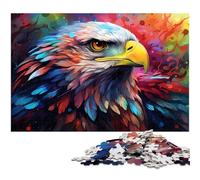 Puzzle 1000 pièces pour Adultes Peinture d'aigle colorée Amusant en Famille avec Affiche et fiche de Questions réponses Assorties (75 x 50 cm)
