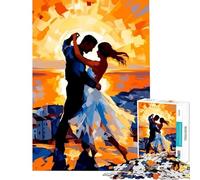 Puzzle 1000 pièces pour Adultes Peinture Danse Romantique au Coucher du Soleil Jeu addictif pour cultiver la Patience Casse-tête Amusant pour Toute la Famille pour Femmes et Hommes