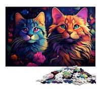 Puzzle 1000 pièces pour Adultes Peinture de Chat colorée décoration Murale Cadeaux d'anniversaire Art Mural 1000 pièces (75 x 50 cm)