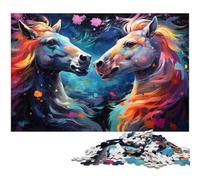 Puzzle 1000 pièces pour Adultes Peinture de Cheval colorée défi éducatif Anti Stress défi Difficile 1000 pièces (38 x 26 cm)