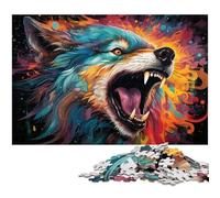 Puzzle 1000 pièces pour Adultes Peinture de Loup Fantastique Puzzle pour Adolescents de 14 Ans et Plus 1000 pièces (75 x 50 cm)