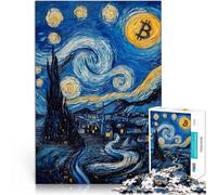 Puzzle 1000 pièces pour Adultes Peinture de Nuit étoilée Bitcoin Jouets de Divertissement Familial décoration Murale 38x26cm