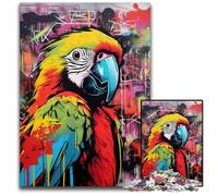 Puzzle 1000 pièces pour Adultes, Peinture de perroquets et Graffitis, Jeu de réflexion pour Adolescents, pour Les fêtes, 26x38cm / 10,23x14,96 Pouces