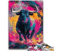 Puzzle 1000 pièces pour Adultes, Peinture de Taureau, Anti-Stress, Vacances à la Maison, Tue Le Temps, avec Affiche et fiche de Questions Assorties, 50x75cm